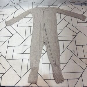 Little Sleepies Zippy 12-18 Months Heathered Tan Ribbed Bamboo Viscose Romper